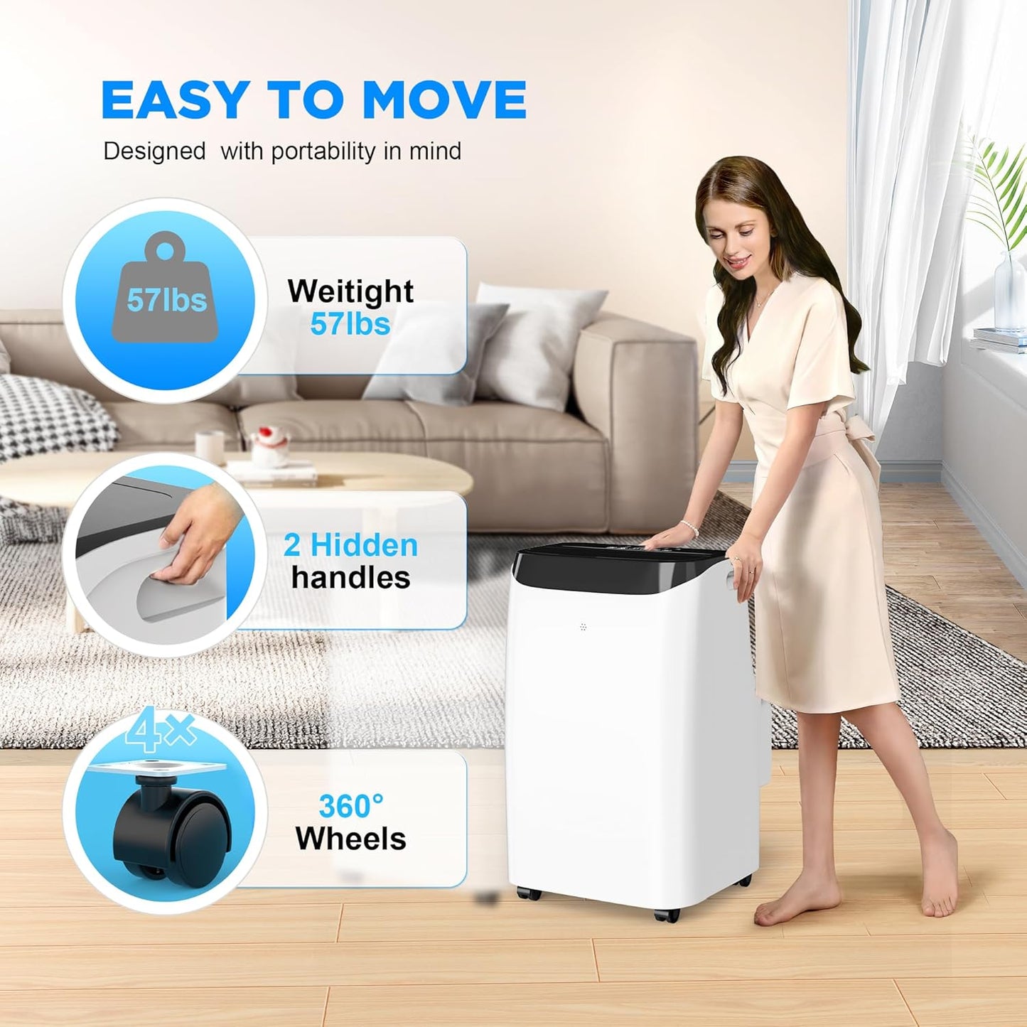 Inverter 16000BTU Portable Air Conditioners with Remote, Free Stand Cooling Portable AC Unit for Room up to 800 sq.ft, with Dehumidifier & Fan, Dual Hose, Quiet Sleep Mode(45dB), Windows Kit