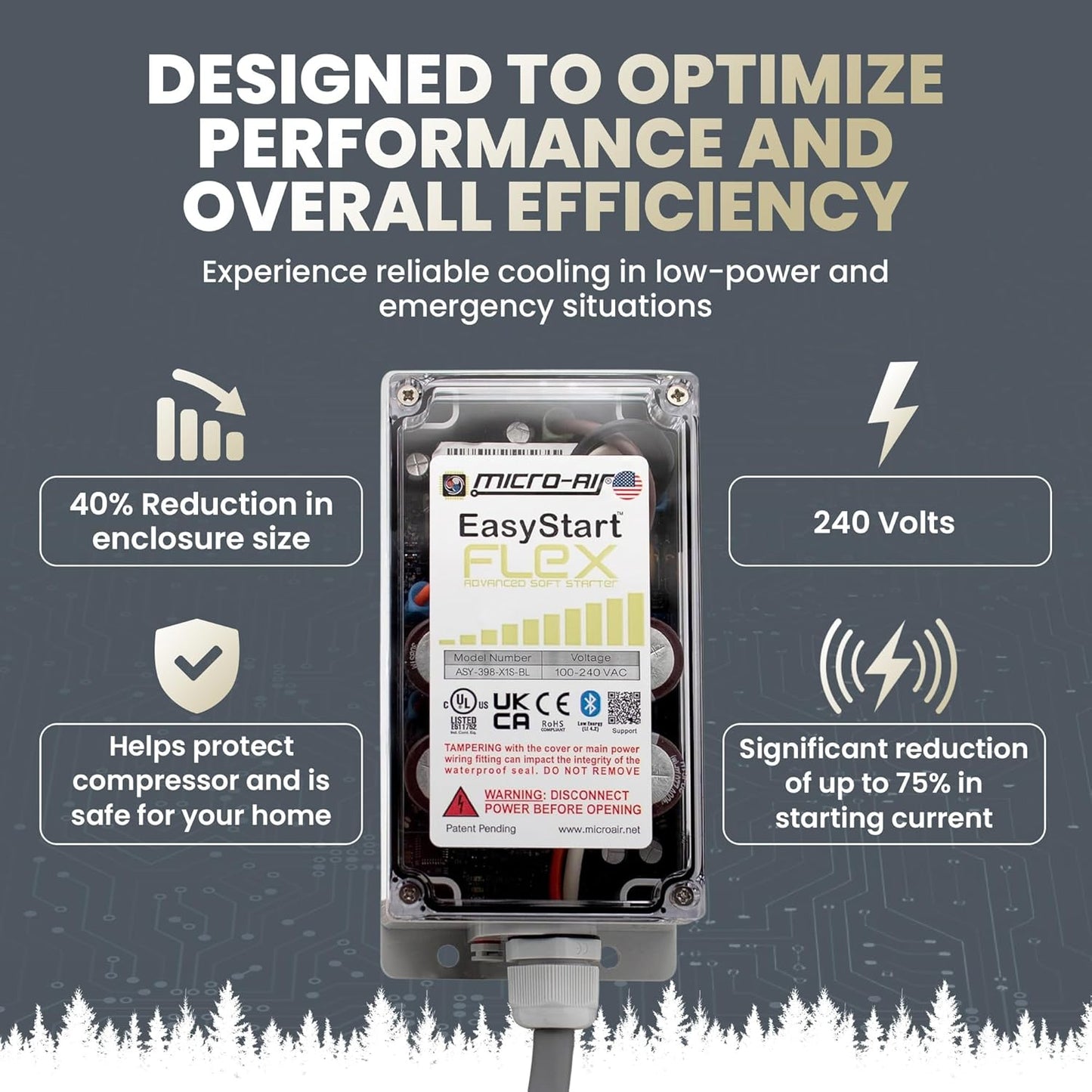 EasyStart FLEX 398 - Bluetooth Soft Start Kit for Home Air Conditioner, RV & Commercial Use, Works with Generators, Reduces Power Surge, Efficient Start-Up - Up to 6 Tons w/Installation Kit