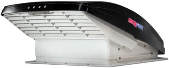 Deluxe - All-In-One RV Vent, Shield & Fan; Built-In Rain Shield, 10 Speed Reversible Fan with Thermostat, Fits Standard 14"x14" Roof Openings, 12V Long Life Motor, White (00-05100K)