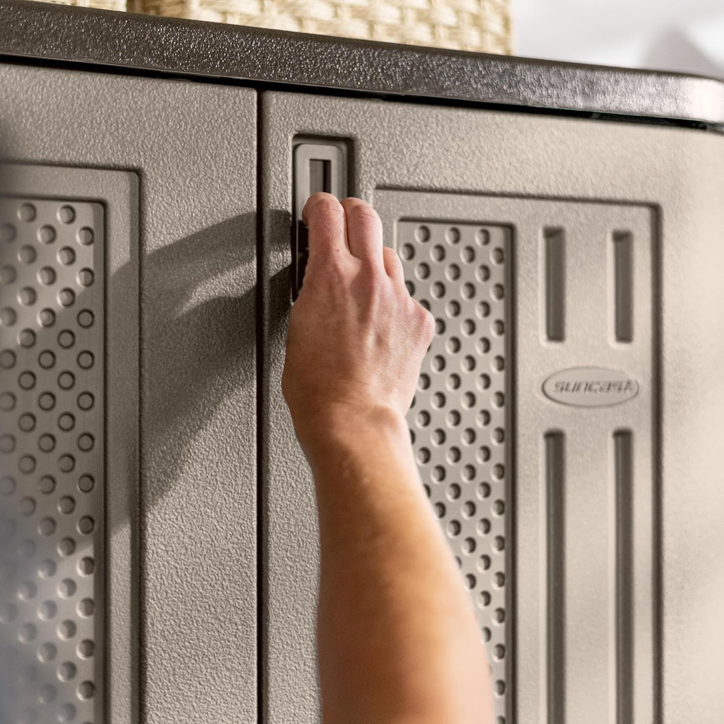 72-Inch Platinum Resin Storage Cabinet with Durable Double-Wall Construction, and Metal-Reinforced Shelves for Basement, Utility Room and Garage Storage, Platinum, Made in the USA