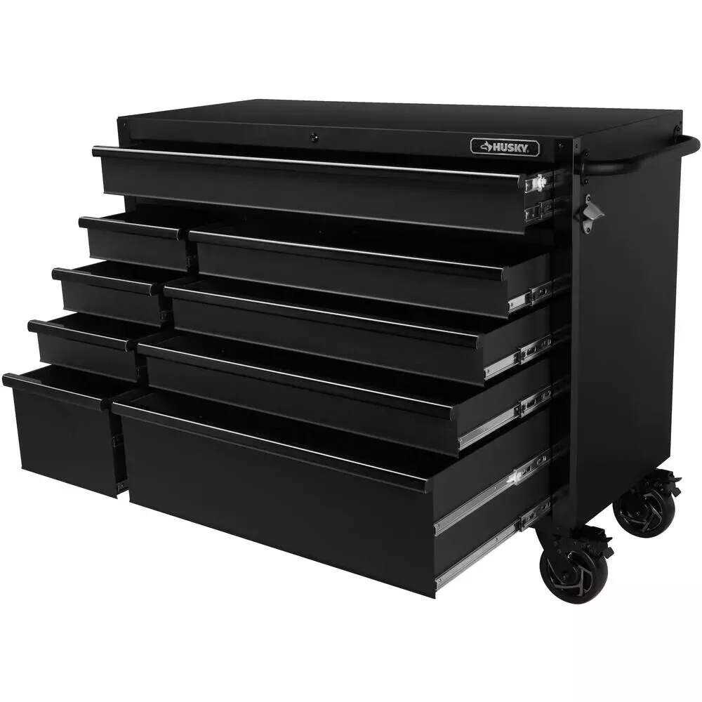 INDUSTRIAL 52 IN. W X 21.5 IN. D 9-DRAWER TOOL CHEST ROLLING CABINET IN MATTE BLACK