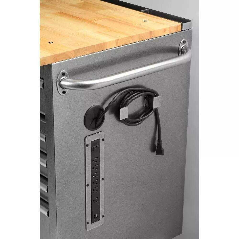 Husky 72 in. x 24 in. D Standard Duty 18-Drawer Mobile Workbench Tool Chest with Solid Wood Top in Stainless Steel