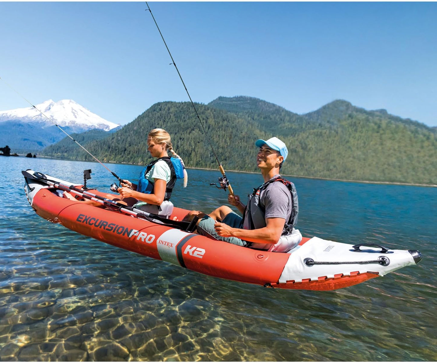 68309EP Excursion Pro K2 Inflatable Kayak Set: Includes Deluxe 86in Kayak Paddles and High-Output Pump �� SuperTough PVC �� Adjustable Bucket Seat �� 2-Person �� 400lb Weight Capacity