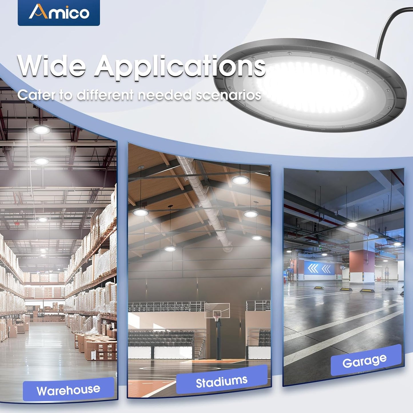 200-watt, 10 sets of UFO lamps, LED ceiling lights, 28,000 lumens, 5000K LED ceiling lights, 5-foot cable, can replace 650-watt metal halide/hot mercury lamps, suitable for gyms, factories, barns and warehouses.