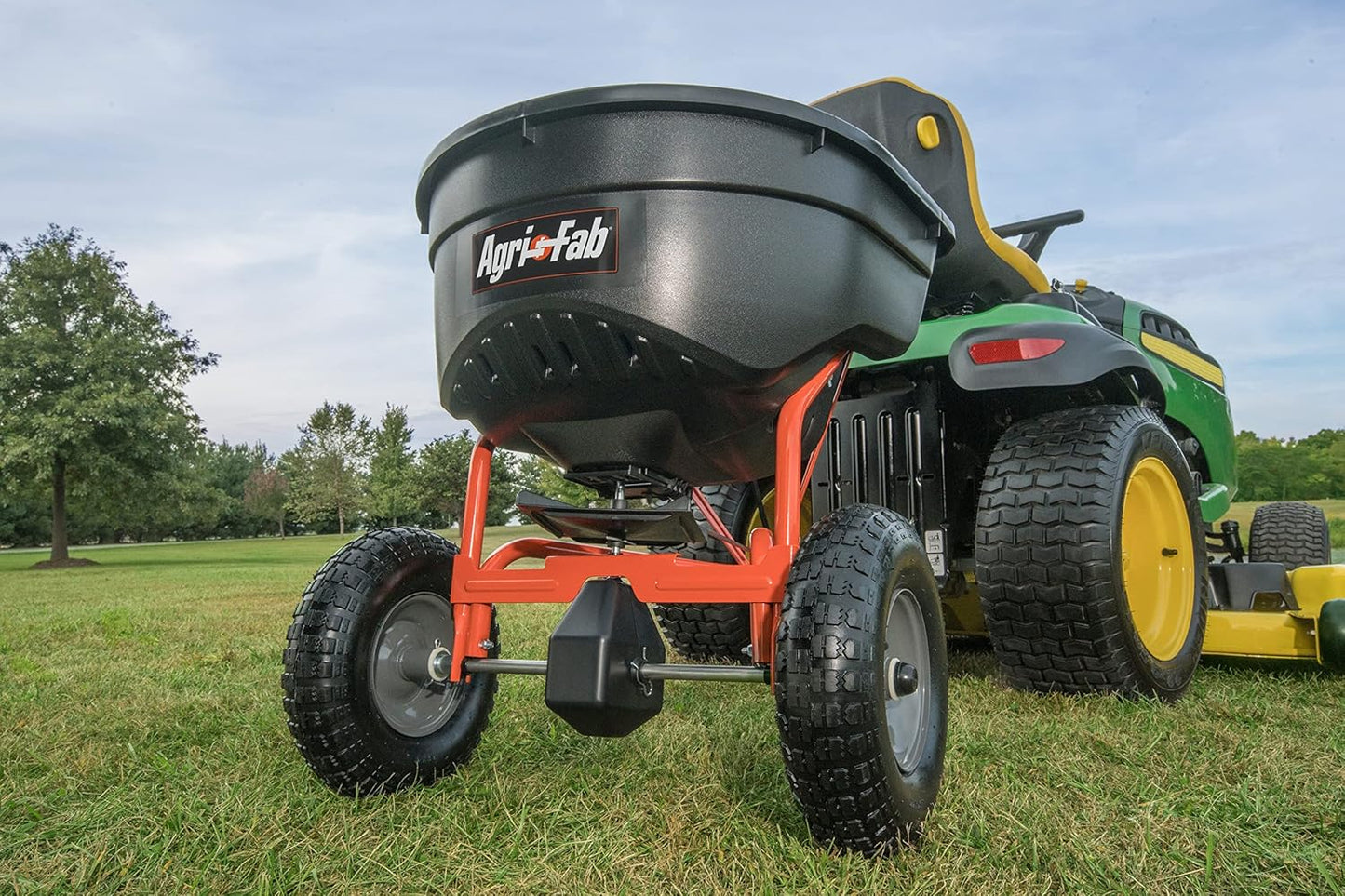 Tow-Behind Lawn & Garden Broadcast Spreader for Seed,Fertilizer,Salt,Ice Melt; Easy to use Flow Control from Seat of Riding Lawn Mower