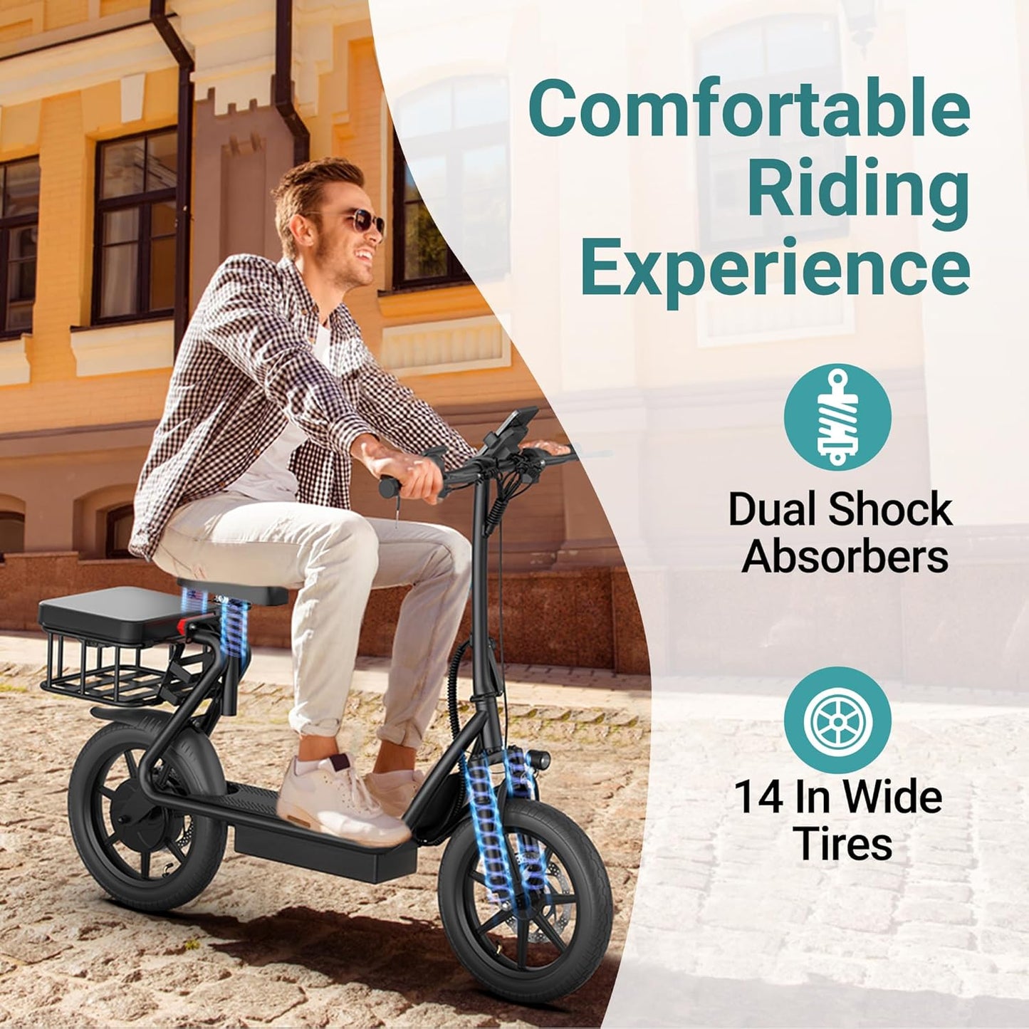 Electric Scooter Adults,Max 19/27/49 Miles Ranges,Top Speed 19/22 mph,350/750W Peak Motor, Folding E-Scooter with Dual Braking Dual Suspension