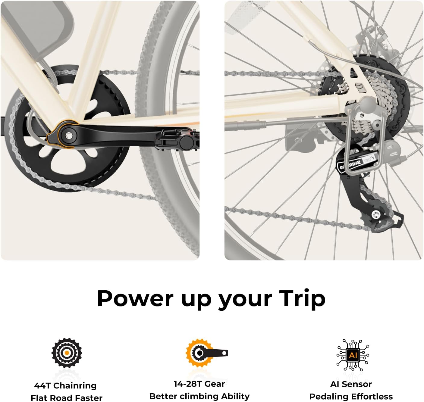 EB5 Electric Bike for Adults with Peak 500W Brushless Motor, 40Miles 20MPH Commuting Electric Mountain Bike with 360Wh Removable Battery, 7-Speed, 26" Tires and Front Fork Suspension