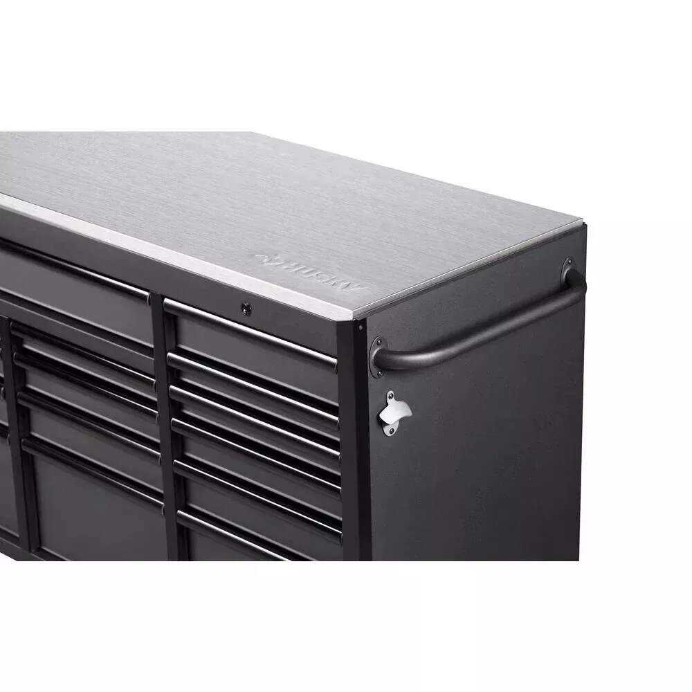 HEAVY-DUTY 72 IN. W 15-DRAWER, DEEP TOOL CHEST MOBILE WORKBENCH IN MATTE BLACK WITH STAINLESS STEEL TOP AND DUAL LOCKS