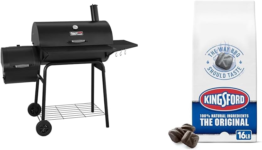 CC1830S 30" BBQ Charcoal Grill and Offset Smoker | 811 Square Inch cooking surface, Outdoor for Camping | Black