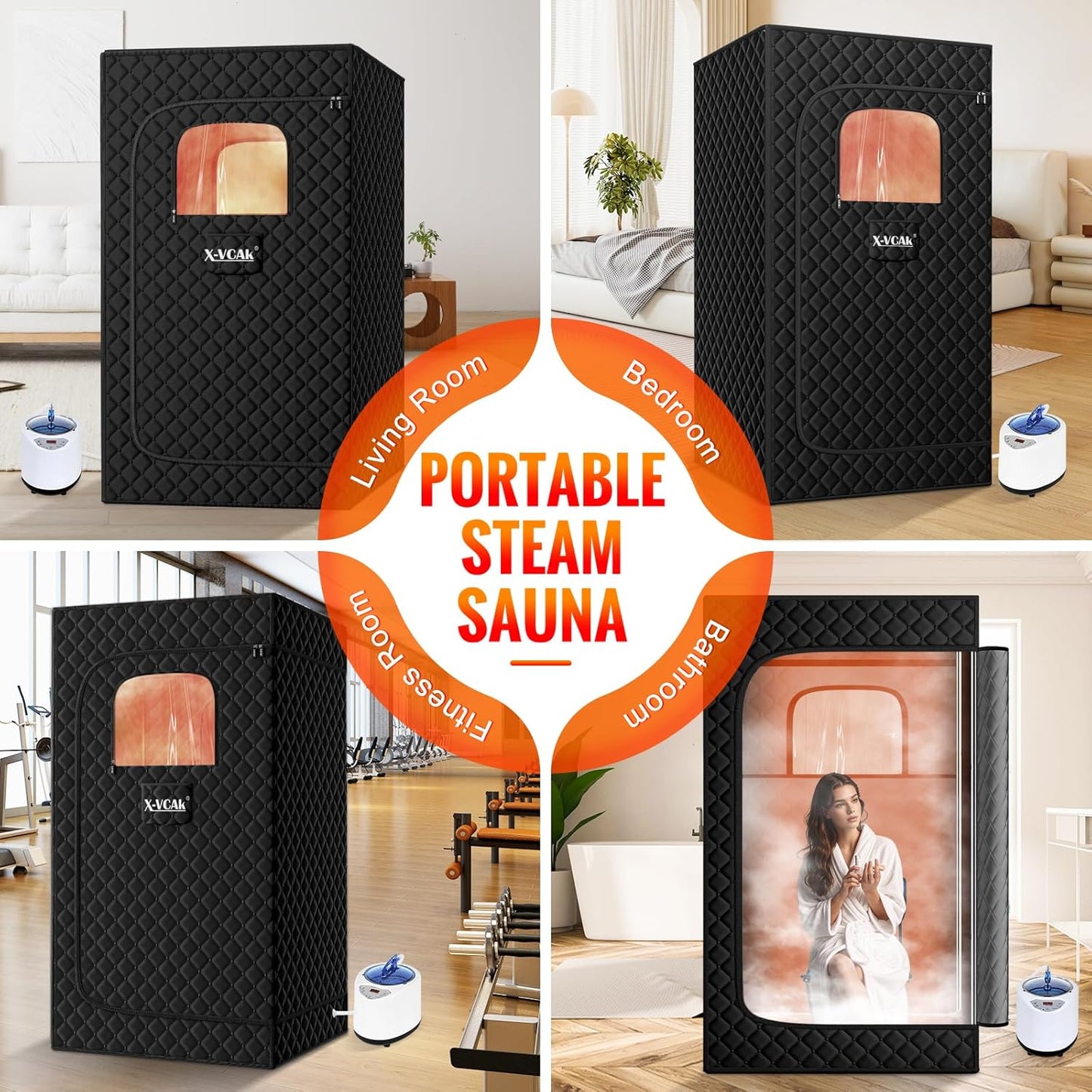 Upgraded Sauna Box for Relaxation, Detoxification, Portable Steam Sauna for Home with Steamer, 9 Levels, 2.6�� x 2.6�� x 5.9��