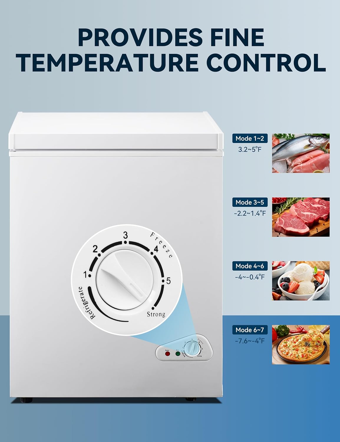7.0 Cu Ft Chest Freezer - Energy Efficient & Quiet Mini Freezer with Adjustable Thermostat - Compact Deep Freezer for Home, Apartment, and Garage - Removable Basket & Defrost Drain