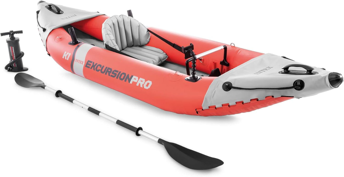 68309EP Excursion Pro K2 Inflatable Kayak Set: Includes Deluxe 86in Kayak Paddles and High-Output Pump �� SuperTough PVC �� Adjustable Bucket Seat �� 2-Person �� 400lb Weight Capacity