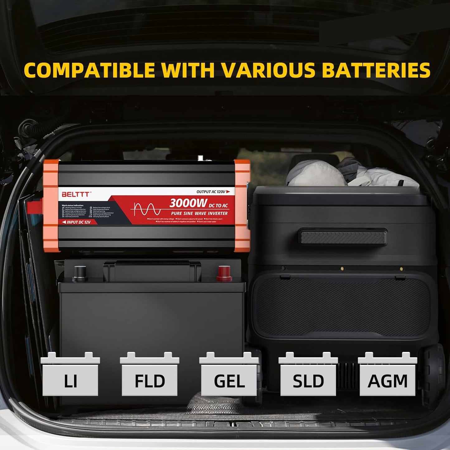 2000W Pure Sine Wave Inverter, Car Power Inverter 12V to 120V AC Converter for RV, Truck, Solar, Outdoor with Dual AC and 20A Socket, 5V 2.1A USB, Surge 4000W, Hardwire Port, Remote Controller