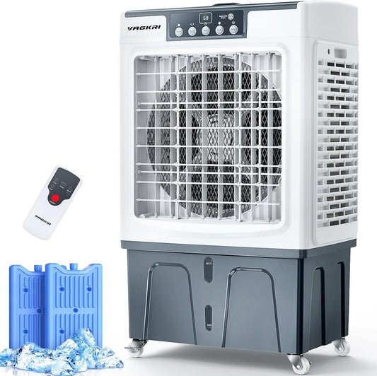 Evaporative Cooler, Air Cooler, 120掳Oscillation Swamp Cooler with Remote Control, 24H Timer, 3 Wind Speeds for Outdoor Indoor Use,8 Gallon