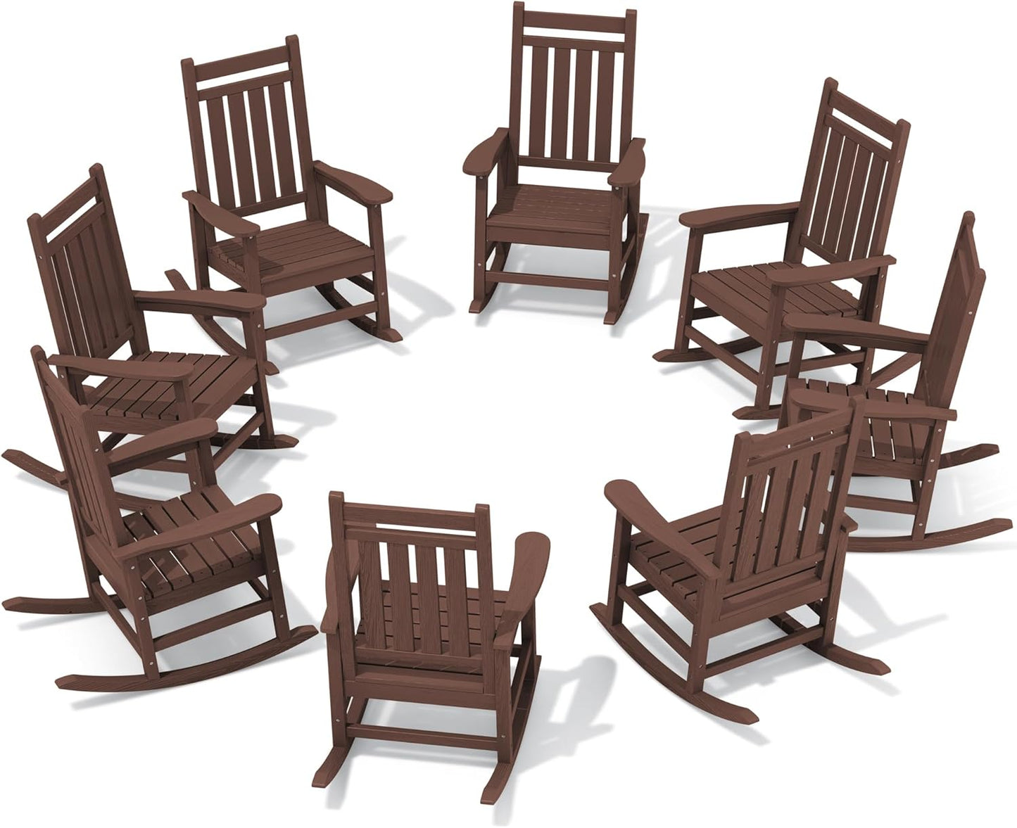Outdoor Rocking Chair, HDPE Rocking Chair for Adults, All Weather Porch Rockers for Lawn Garden, White