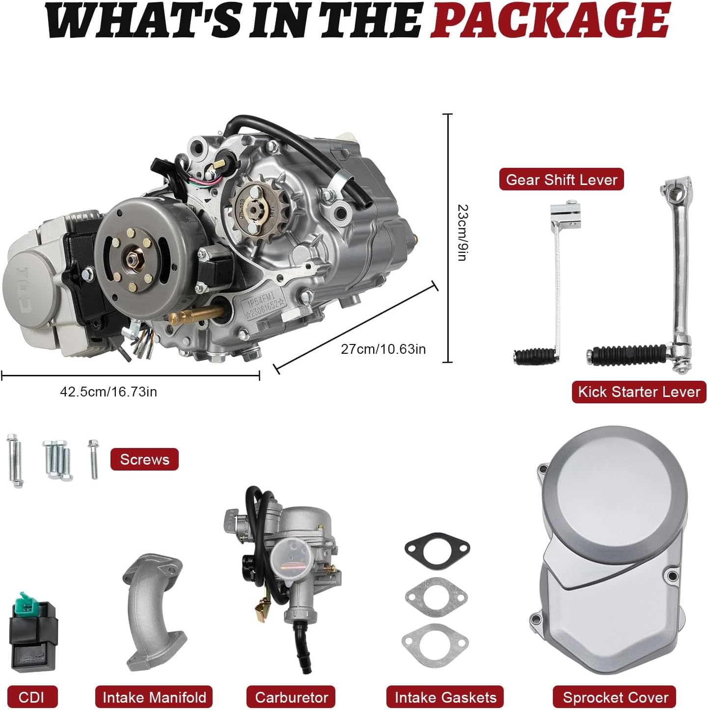 150CC 4 Stroke Engine Motor, Gy6 Single Cylinder Complete Engine Kit for 110cc-150cc Atvs and Go Karts and 11" Long Box Engine Size Scooters High-Flow Oil Pump CVT Carburetor Top Mount