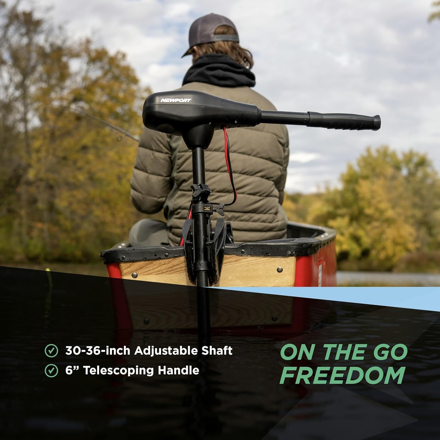 Push-type seawater rear-mounted installed electric trolling motor for fishing, equipped with LED battery indicator light