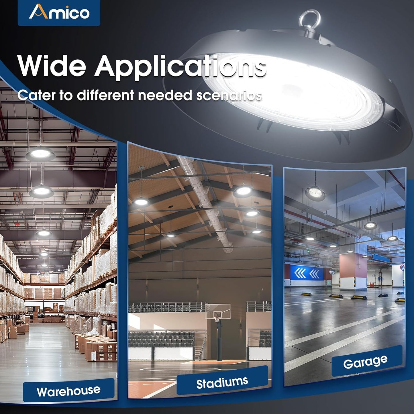 200-watt, 10 sets of UFO lamps, LED ceiling lights, 28,000 lumens, 5000K LED ceiling lights, 5-foot cable, can replace 650-watt metal halide/hot mercury lamps, suitable for gyms, factories, barns and warehouses.
