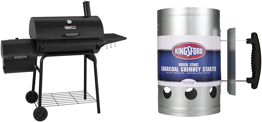 CC1830S 30" BBQ Charcoal Grill and Offset Smoker | 811 Square Inch cooking surface, Outdoor for Camping | Black
