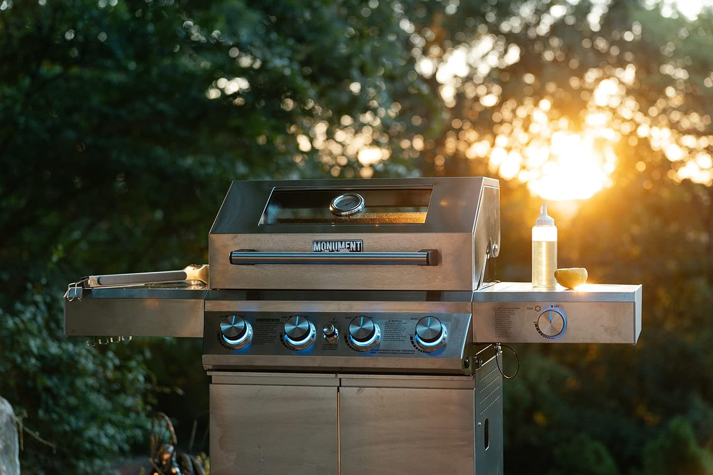 Larger 4-Burner Propane Gas Grills bbq Stainless Steel Heavy-Duty Cabinet Style with Knob Controls Side Burner Mesa 400m