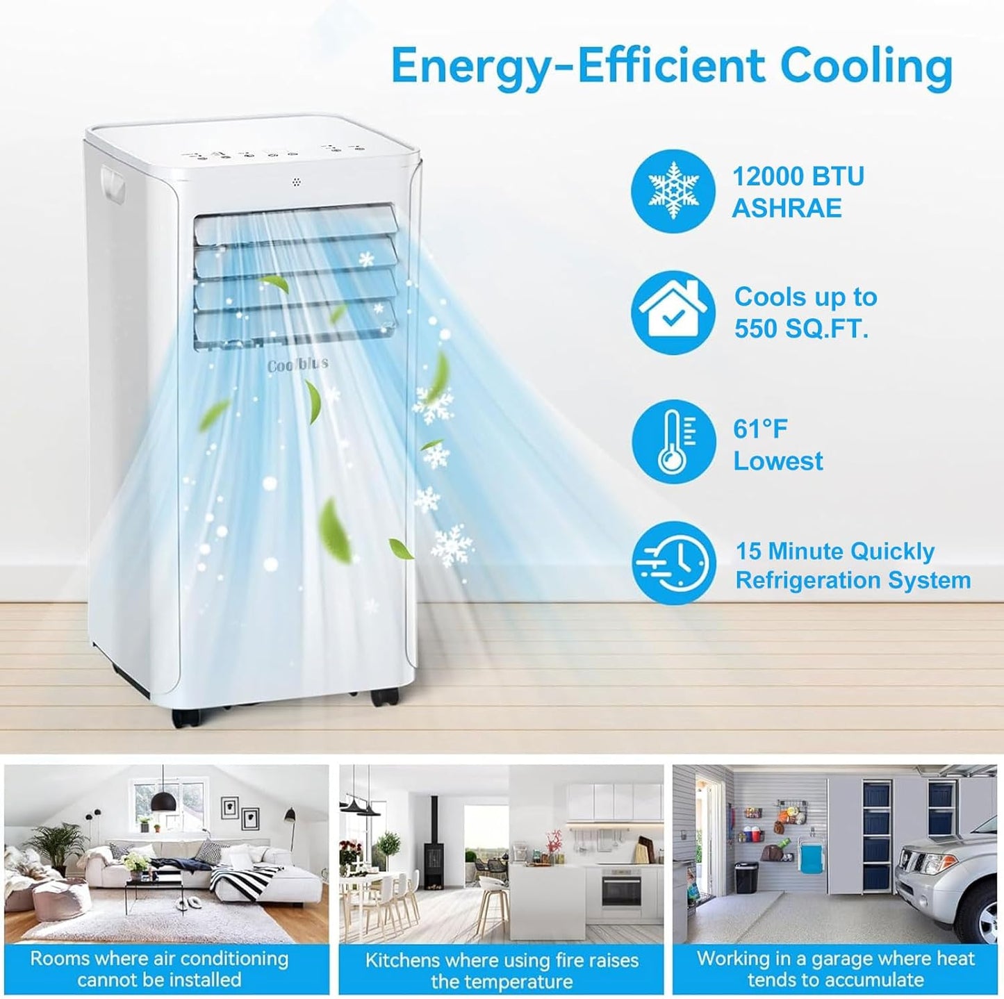 8500 BTU Portable Air Conditioners Cool Up to 360 Sq.Ft,3 IN 1 portable ac unit with Remote Control/LED Display/24Hrs Timer/Window Installation Kit & Screwdriver,White