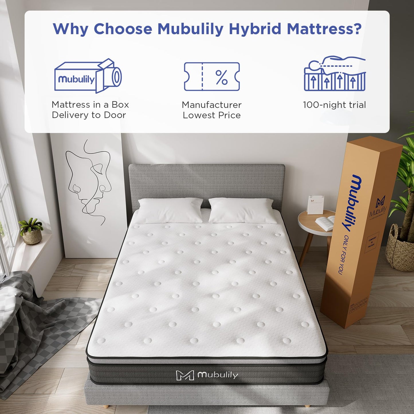 10 Inch Hybrid Mattress in a Box with Gel Memory Foam