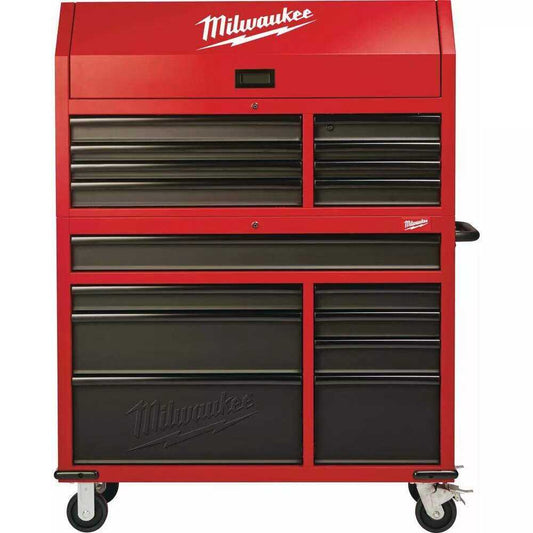 Reviews for Milwaukee 46 in. 16-Drawer Steel Tool Chest Combo and Rolling Cabinet Set, Textured Red and Black Matte