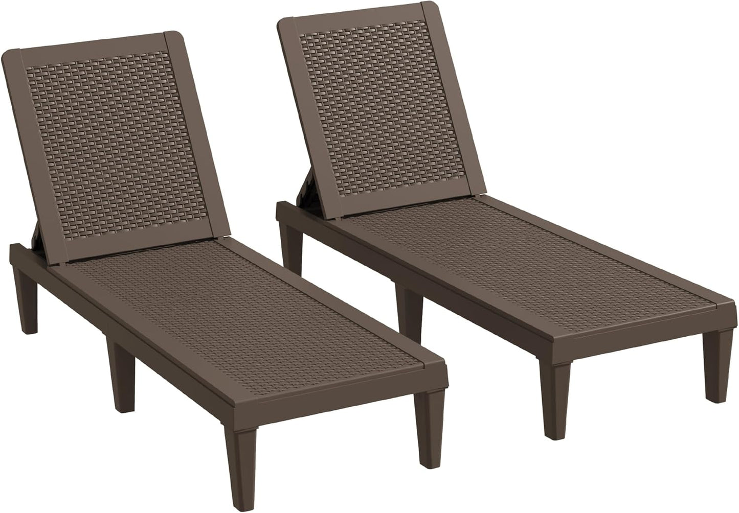 Outdoor Chaise Lounge Chair Set of 2 for Patio Poolside, Waterproof & Adjustable & Easy Assembly Sun Lounger for Outside Deck, Pool, Beach, Black