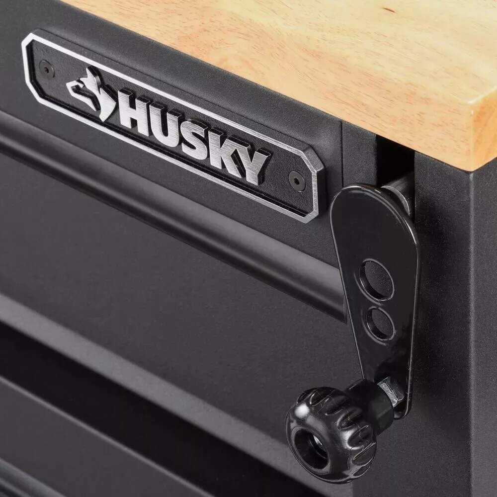 Husky 72 in. 18-Drawer Mobile Workbench with Adjustable-Height Solid Wood Top, Matte Black