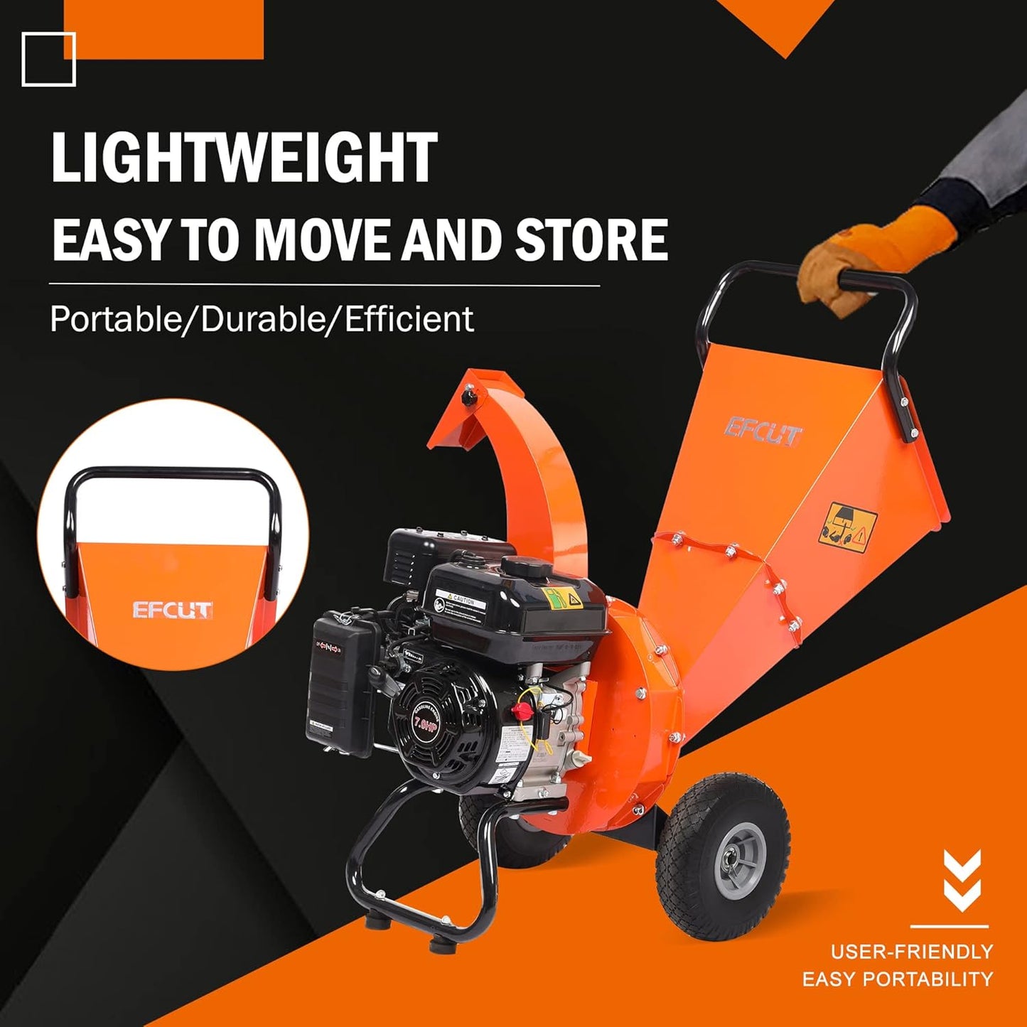 C40 Wood Chipper 4" inch Max Diameter Capacity 9 HP 274cc Gas Powered Engine Heavy Duty Shredder Mulcher