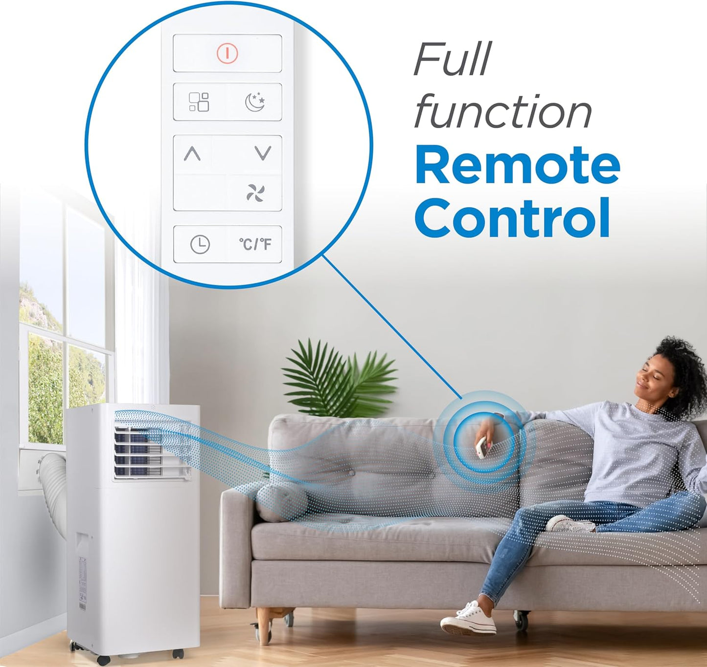 Portable Air Conditioner, 12,000 BTU (8,000 BTU SACC) for Rooms up to 550 Sq. Ft., Portable AC with Follow Me Remote Control and Window Kit, BPACT12WT, White