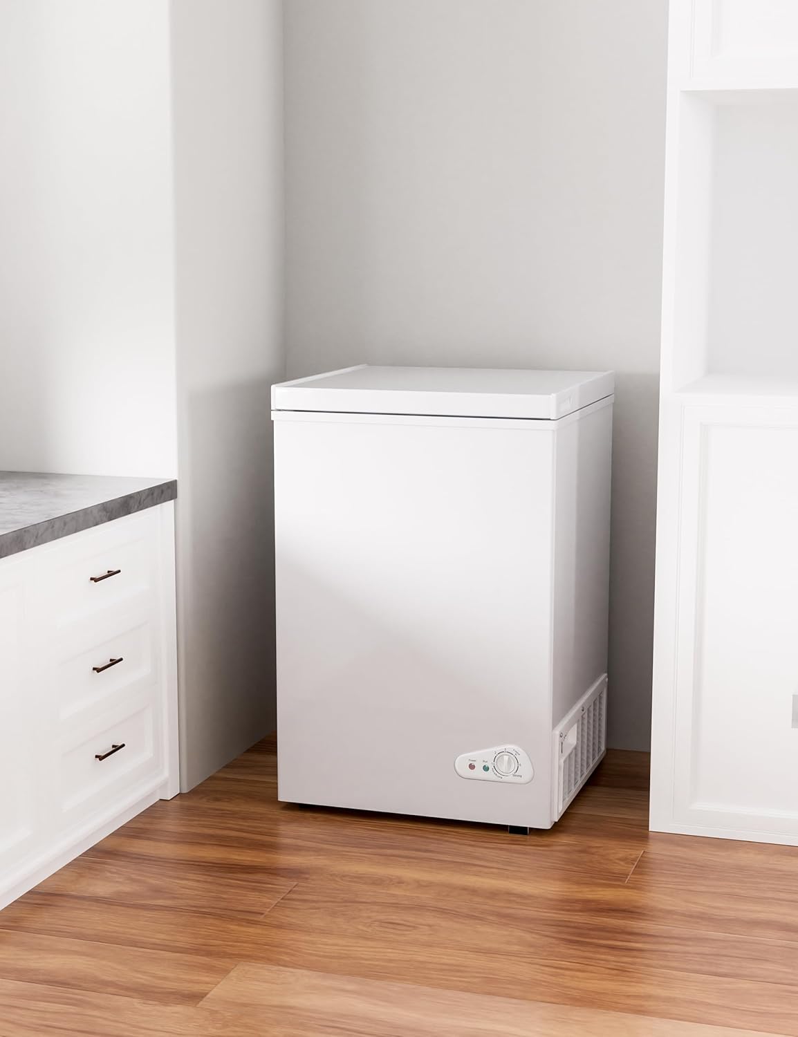 7.0 Cu Ft Chest Freezer - Energy Efficient & Quiet Mini Freezer with Adjustable Thermostat - Compact Deep Freezer for Home, Apartment, and Garage - Removable Basket & Defrost Drain