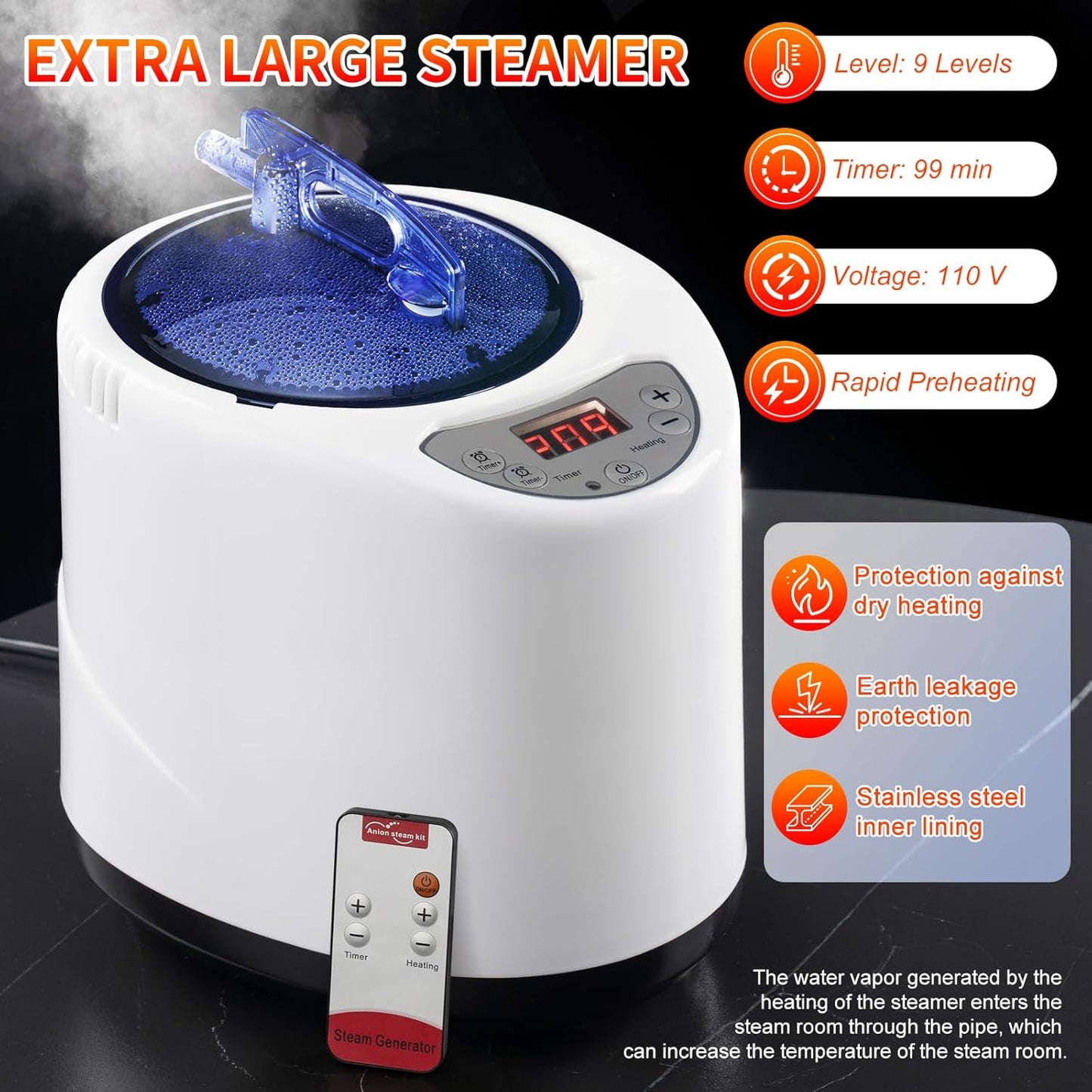 Upgraded Sauna Box for Relaxation, Detoxification, Portable Steam Sauna for Home with Steamer, 9 Levels, 2.6�� x 2.6�� x 5.9��