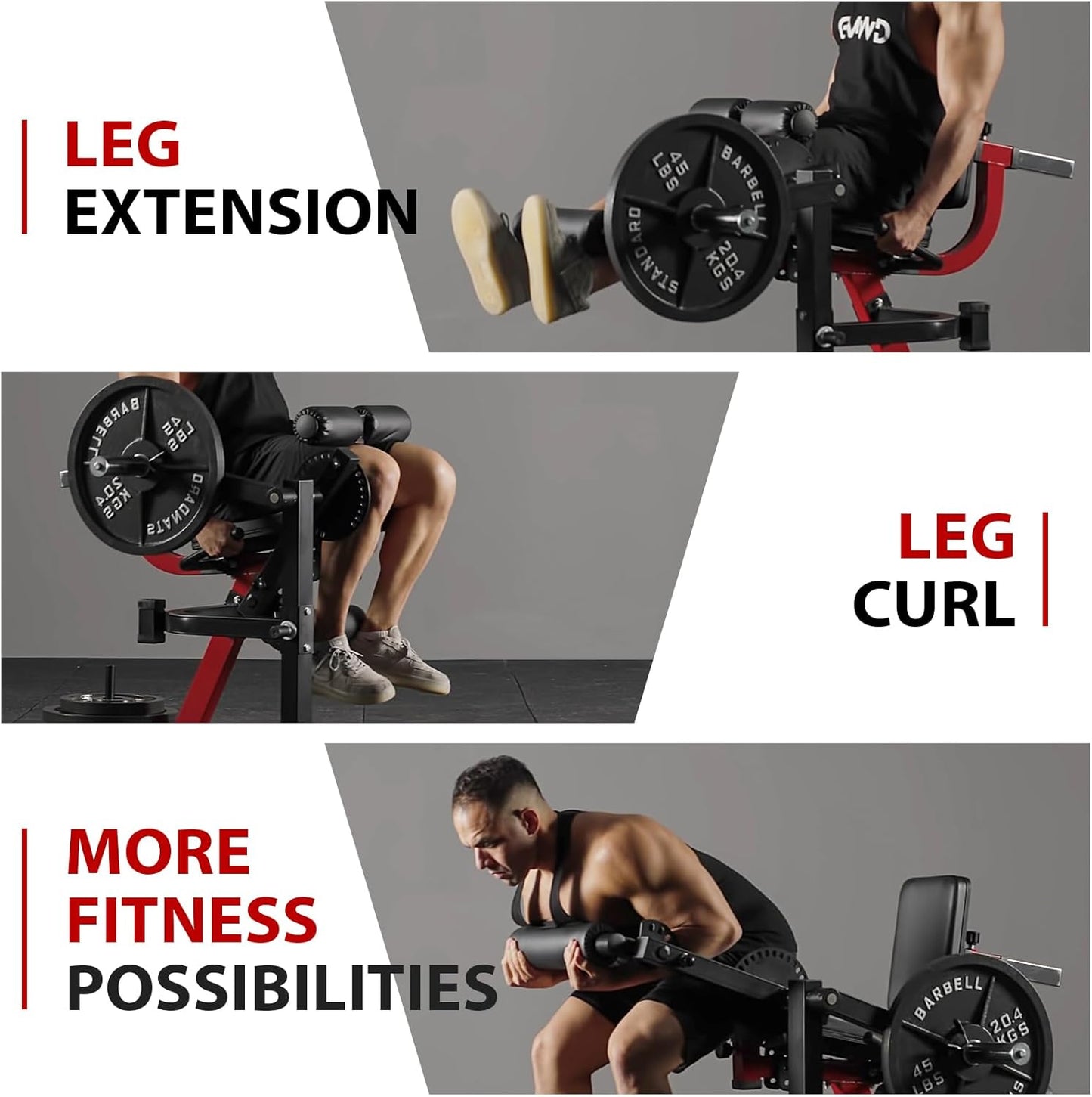 Leg Extension and Curl Machine, Lower Body Special Leg Machine, Adjustable Leg Exercise Bench with Plate Loaded, Leg Rotary Extension for Thigh, Home Gym Weight Machine