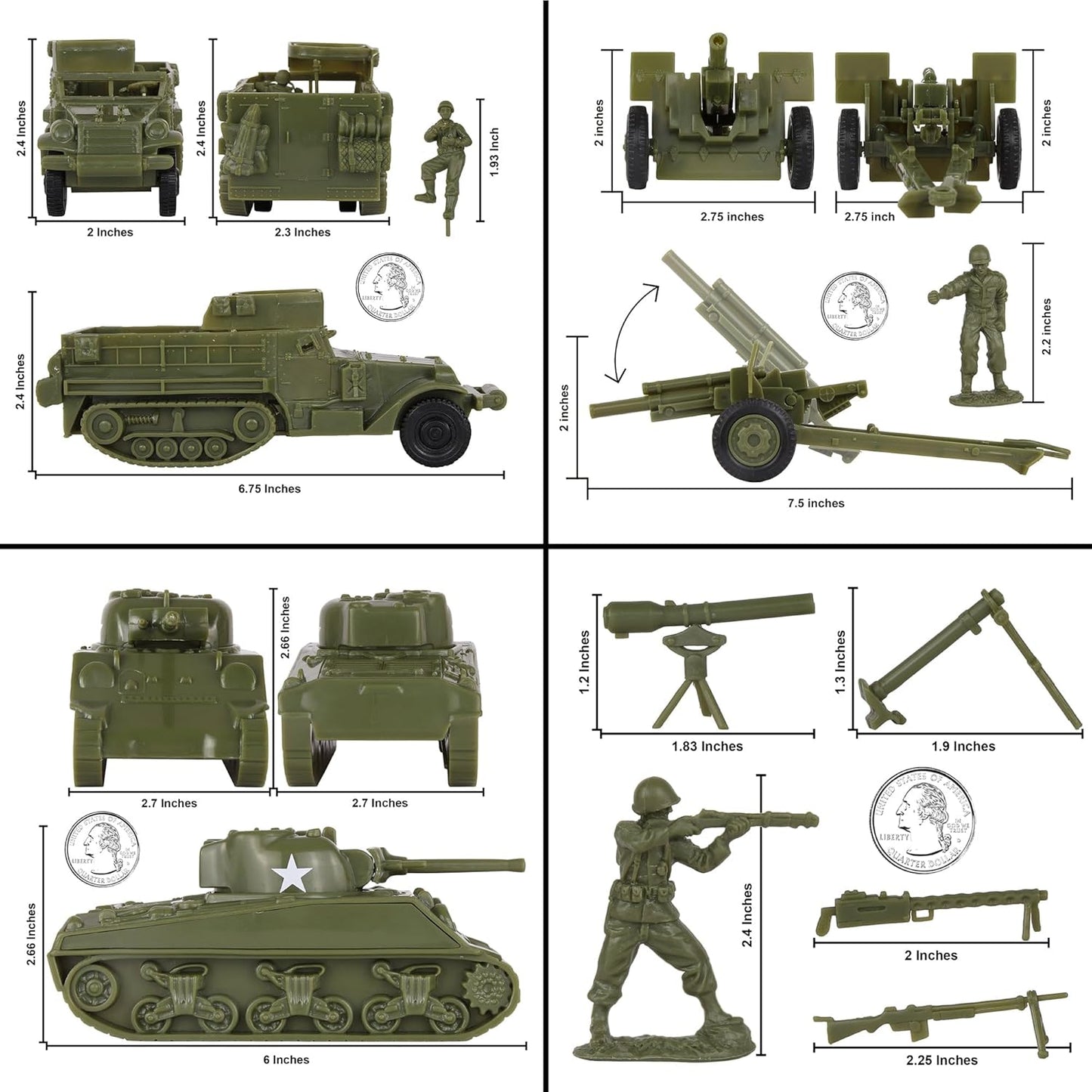 World War II "Fortress Operation" Battle Set - Plastic Soldier Figures 130-piece Doll Set