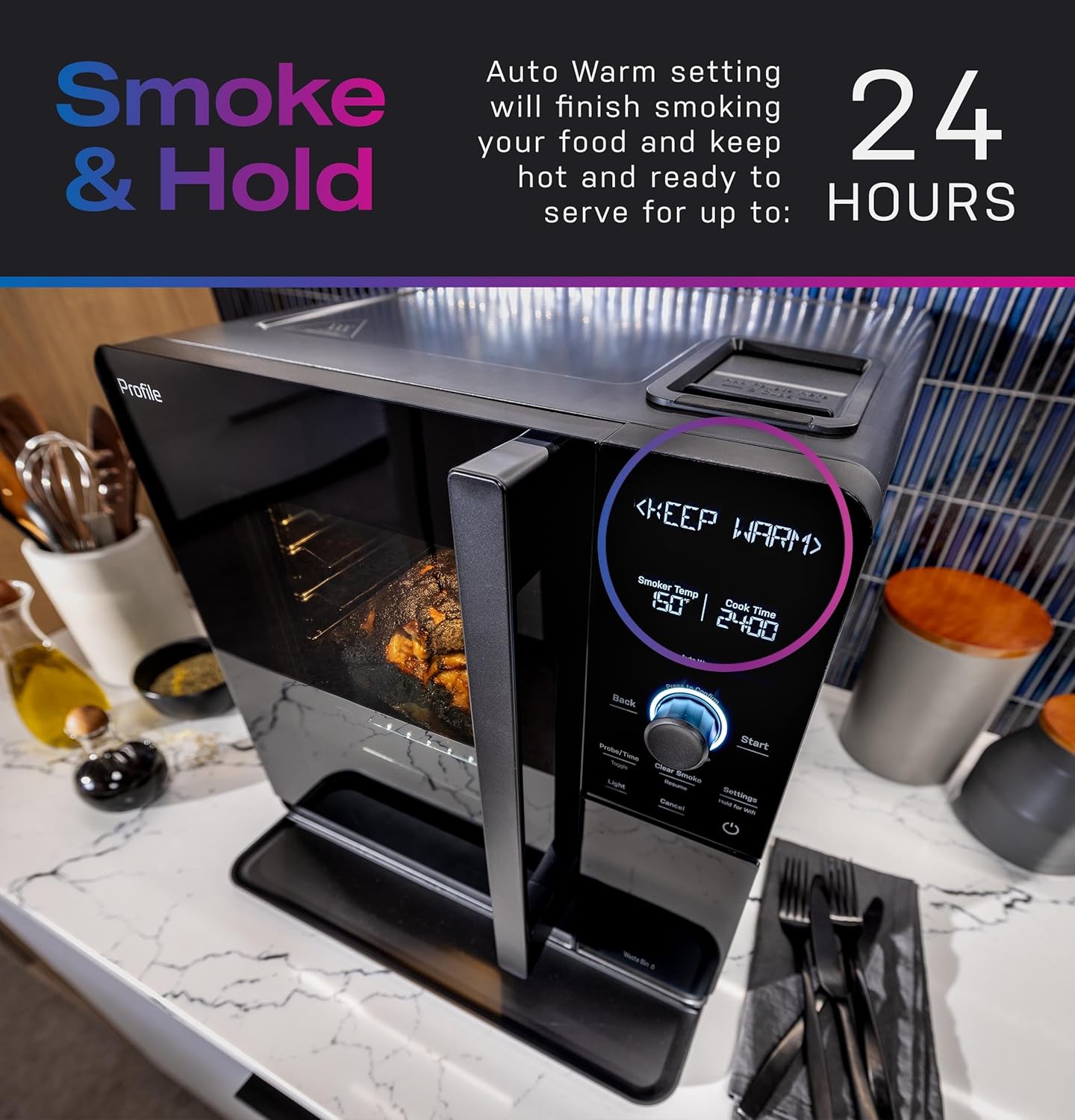 Smart Indoor Pellet Smoker, with Active Smoke Filtration, 5 Smoke Control Settings, WiFi Connected, Electric, Countertop BBQ Appliance, Black