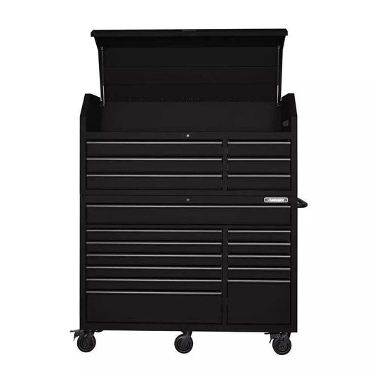 HEAVY-DUTY 56 IN. W 18-DRAWER COMBINATION TOOL CHEST AND CABINET SET, MATTE BLACK