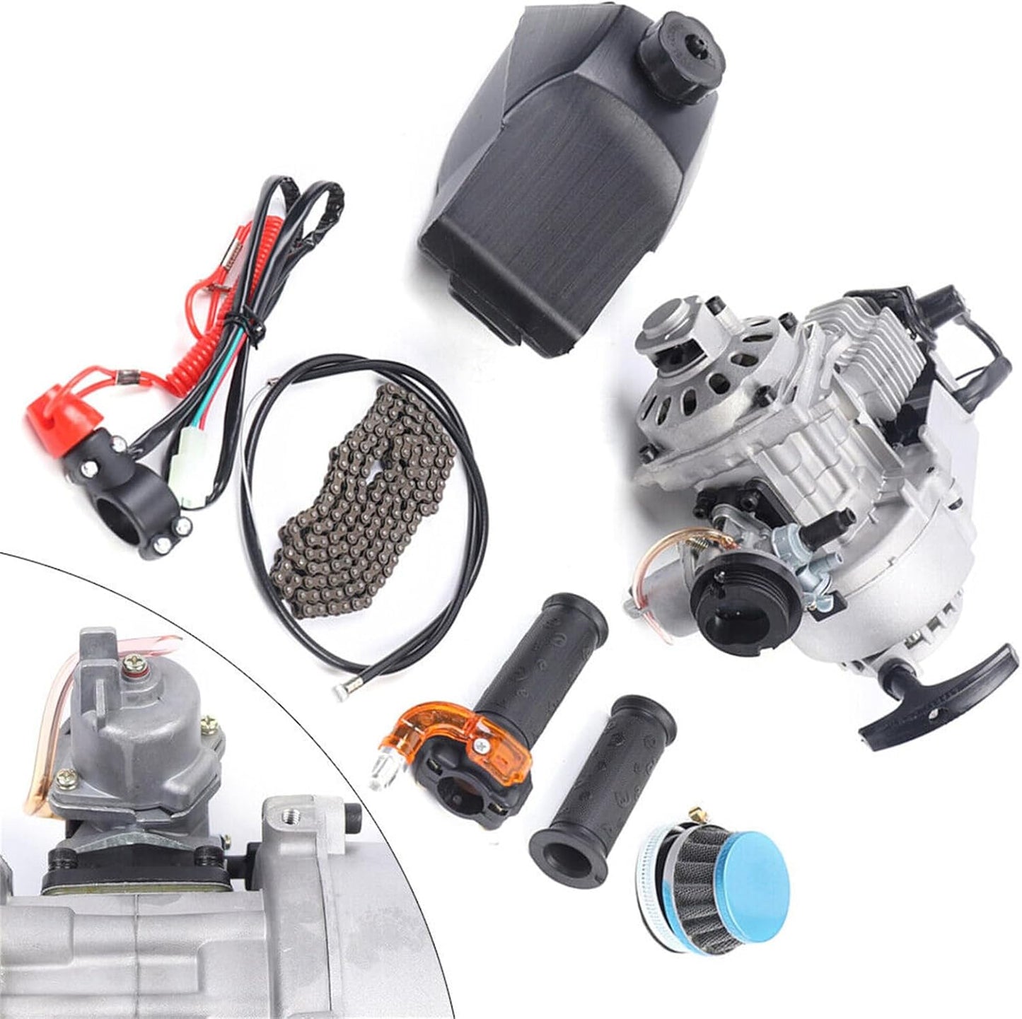 150CC 4 Stroke Engine Motor, Gy6 Single Cylinder Complete Engine Kit for 110cc-150cc Atvs and Go Karts and 11" Long Box Engine Size Scooters High-Flow Oil Pump CVT Carburetor Top Mount