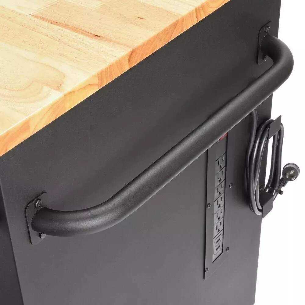 Husky 72 in. 18-Drawer Mobile Workbench with Adjustable-Height Solid Wood Top, Matte Black