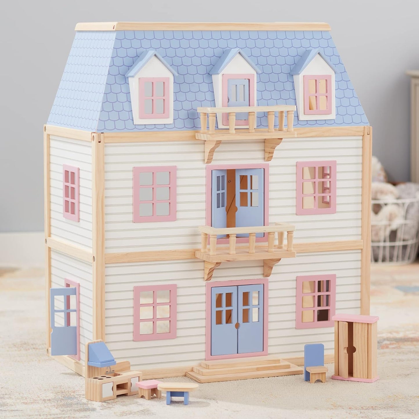 Wooden multi-layer dollhouse Wooden multi-layer children's imaginative playhouse