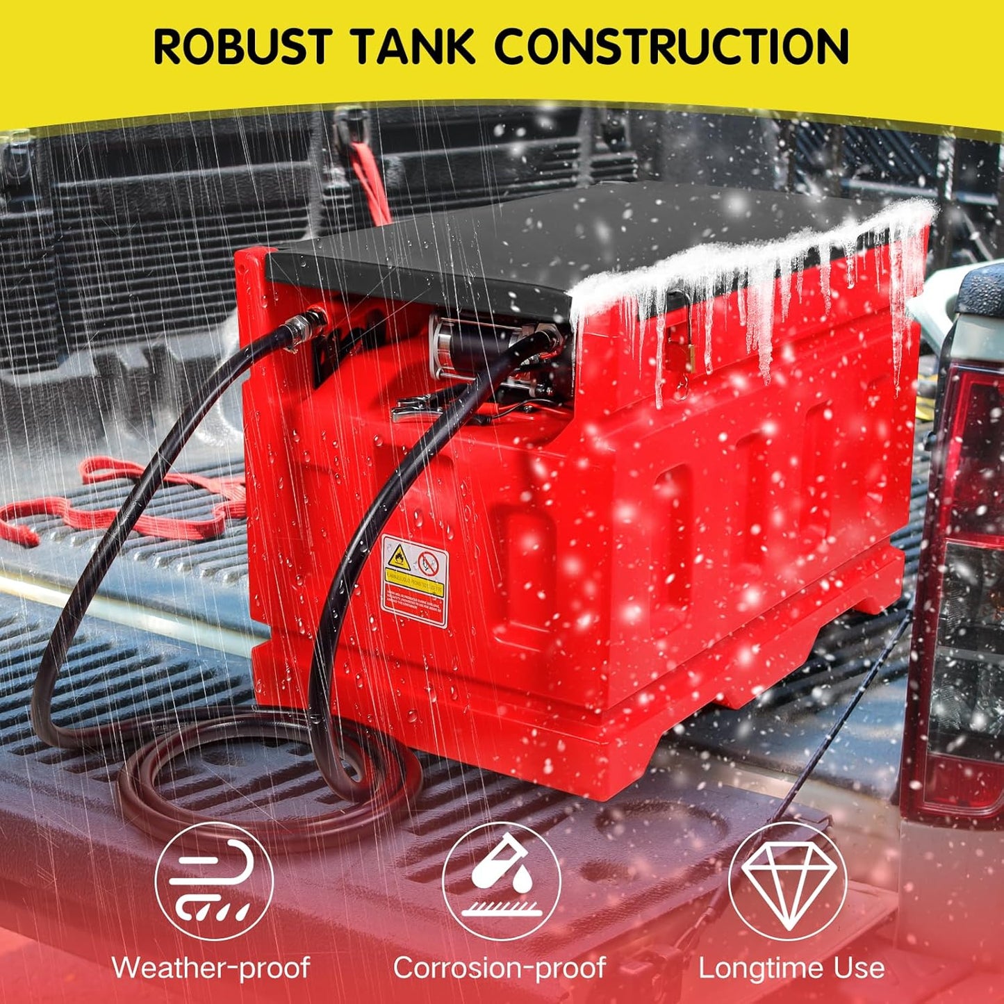 Portable 48 Gallon Fuel Tank with Pump for Gasoline & Diesel, 15GPM High Flow Rate 12V DC Self-Priming Fuel Transfer Pump, 13.1ft Hose, Auto Fueling Nozzle, for Easy Fuel Transportation
