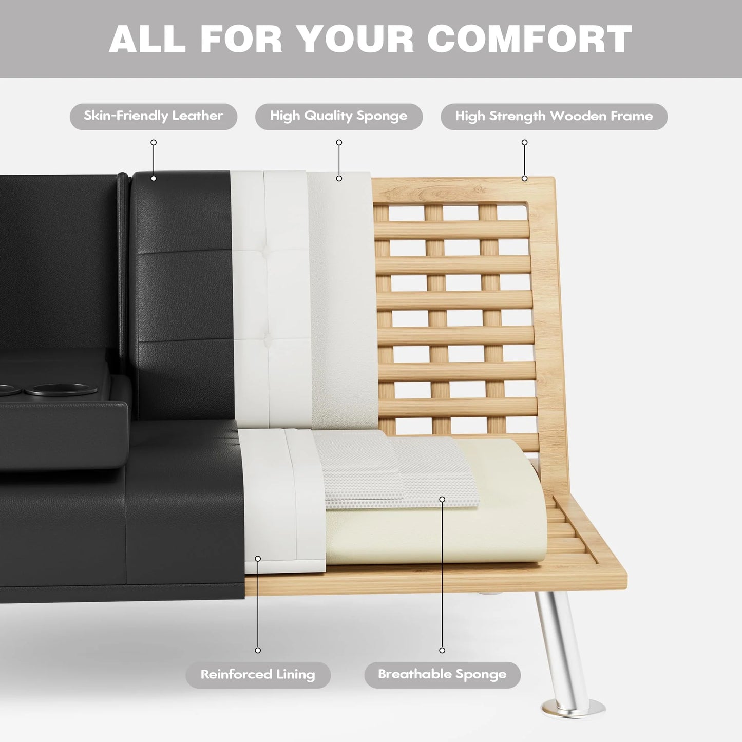 Modern Convertible Folding Futon Sofa Bed