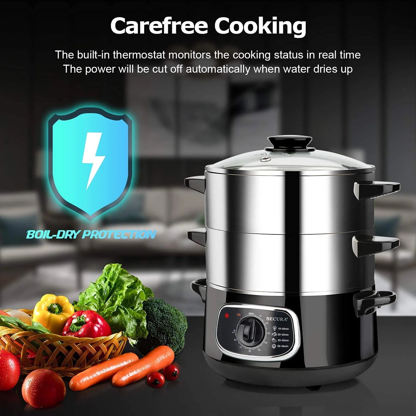 8.5 Qt Electric Stainless Steel Food Steamer