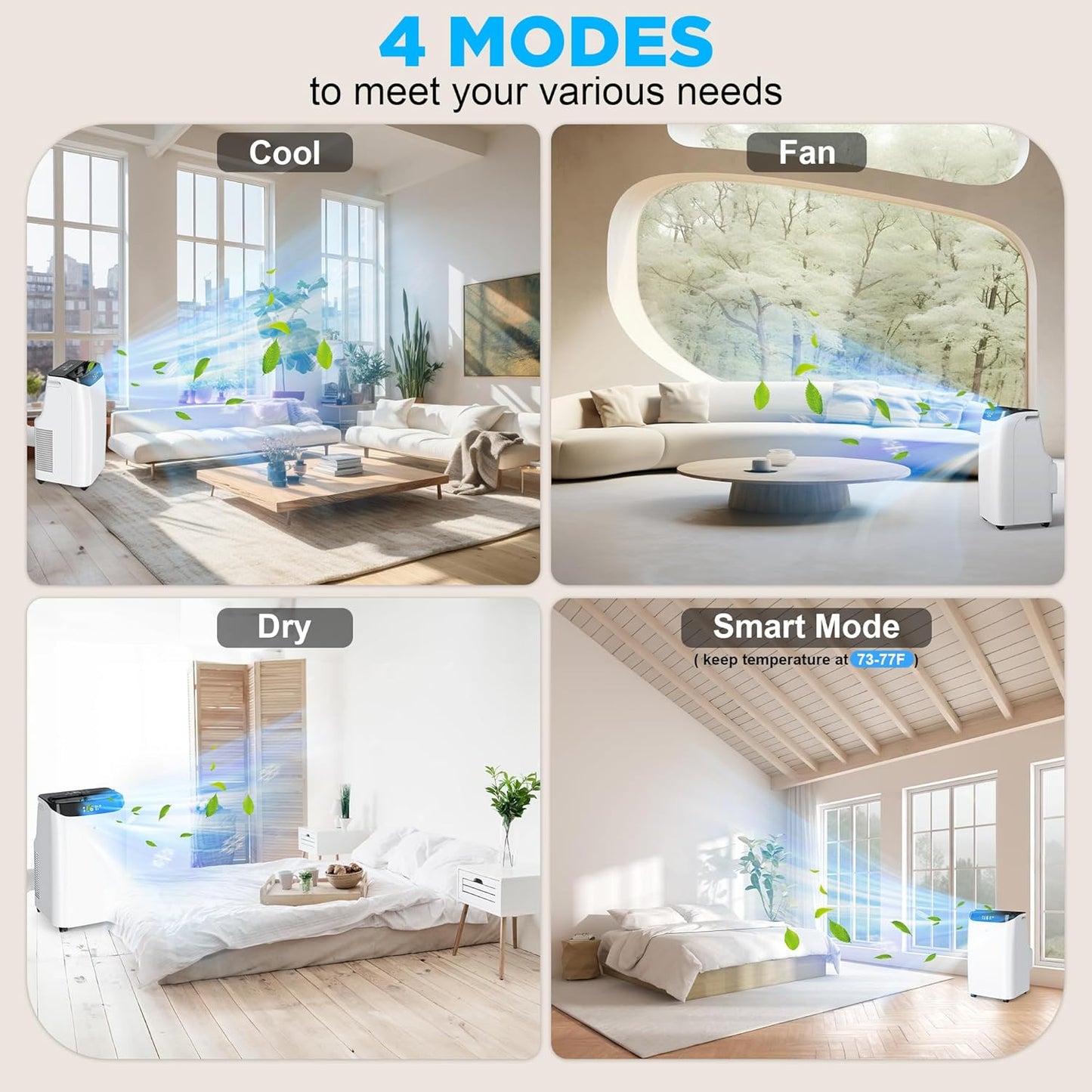 Inverter 16000BTU Portable Air Conditioners with Remote, Free Stand Cooling Portable AC Unit for Room up to 800 sq.ft, with Dehumidifier & Fan, Dual Hose, Quiet Sleep Mode(45dB), Windows Kit