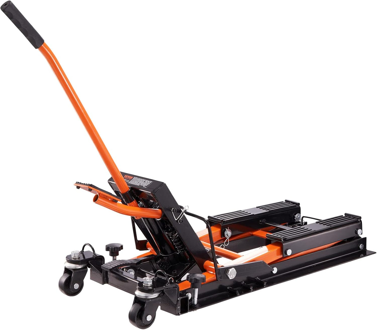 Hydraulic Motorcycle Lift Jack 1500 LBS Capacity ATV Scissor Lift Jack Portable Motorcycle Lift Table with 4 Wheels Hydraulic Foot-Operated Hoist Stand for Motorcycle ATV UTV Powersports