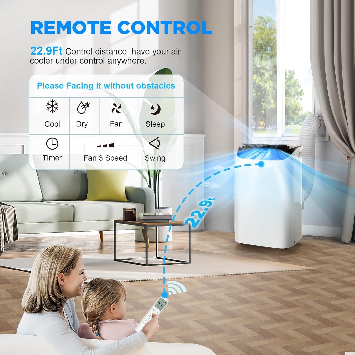 Inverter 16000BTU Portable Air Conditioners with Remote, Free Stand Cooling Portable AC Unit for Room up to 800 sq.ft, with Dehumidifier & Fan, Dual Hose, Quiet Sleep Mode(45dB), Windows Kit