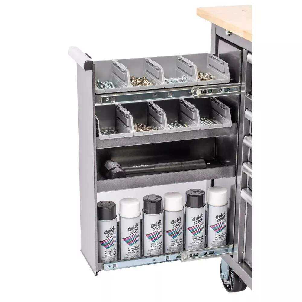 Husky 72 in. x 24 in. D Standard Duty 18-Drawer Mobile Workbench Tool Chest with Solid Wood Top in Stainless Steel
