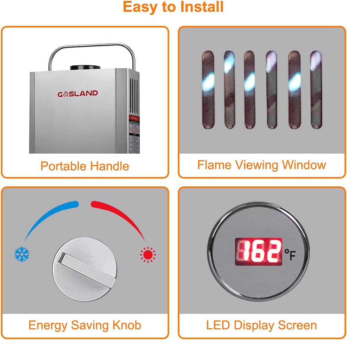 Portable Tankless Water Heater, Outdoors 6L 1.58GPM Propane Water Heater for RV Camping, Overheating Protection