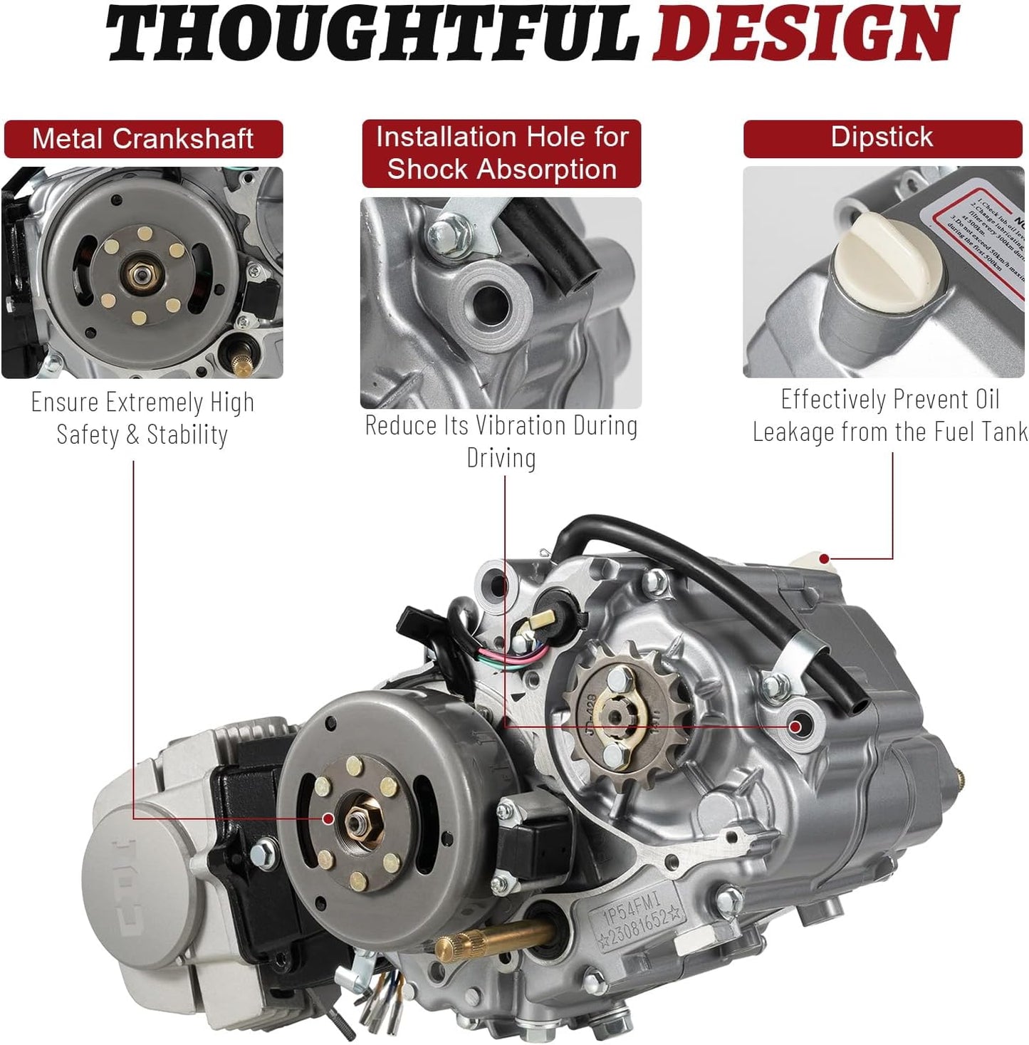 150CC 4 Stroke Engine Motor, Gy6 Single Cylinder Complete Engine Kit for 110cc-150cc Atvs and Go Karts and 11" Long Box Engine Size Scooters High-Flow Oil Pump CVT Carburetor Top Mount