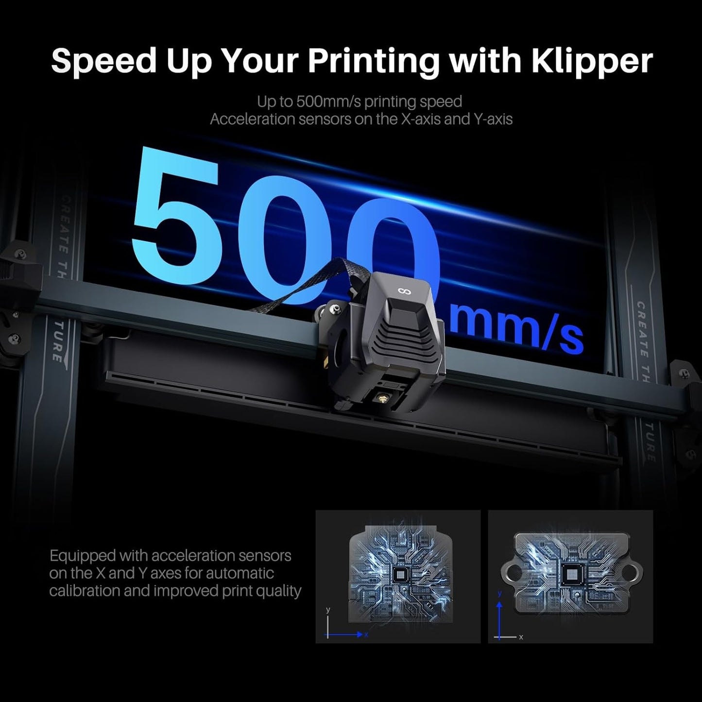 Printer with Auto Bed Leveling, Dual-Gear Direct Extruder, Dual Lead Screw Drive, Removable Capacitive Screen, 8.85x8.85x11in Large Printing Size